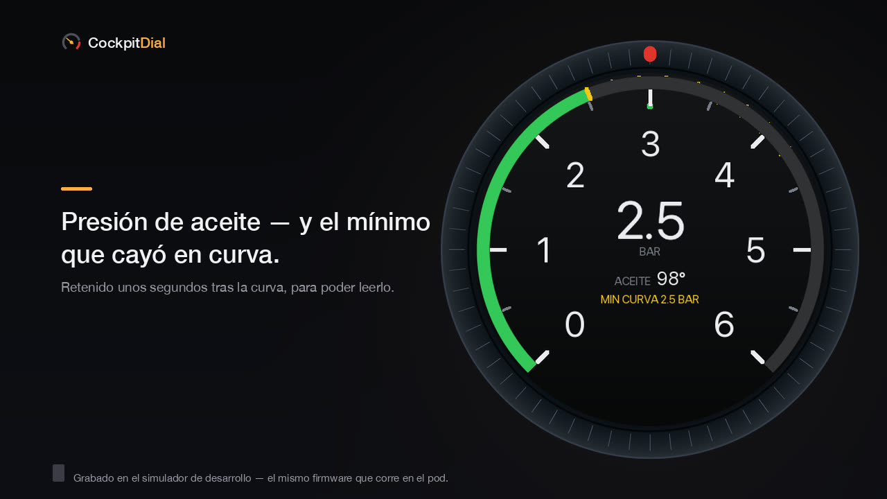 La esfera de presión de aceite con 2,5 bar y el mínimo retenido de la curva
